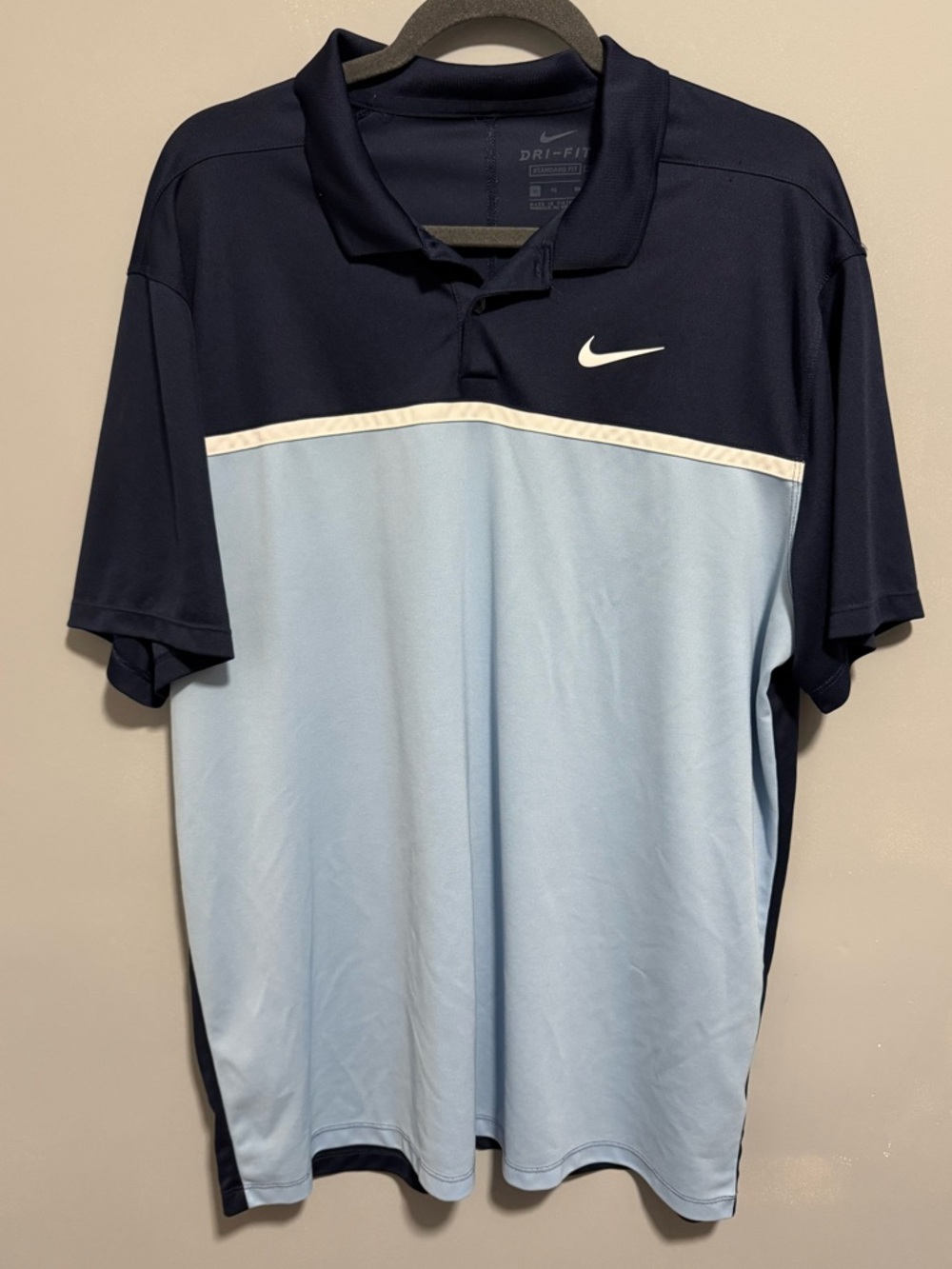 Nike Two-Tone Navy and Light Blue Dri-FIT Polo. Men’s Size XL
